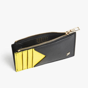 Porte-cartes zippé Corteccia Black&Yellow