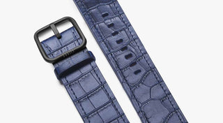 apple watch leather band with blue cocodirle print - Sidney