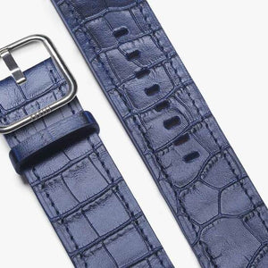 apple watch leather strap with blue cocodirle print - Sidney