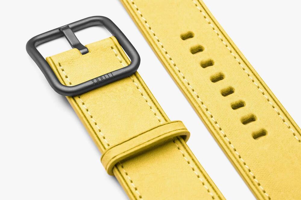 apple watch leather strap in yellow