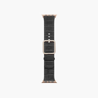 Black cocodrile leather band for iwatch - Sidney