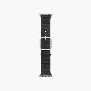 Black cocodrile leather strap for apple watch - Sidney