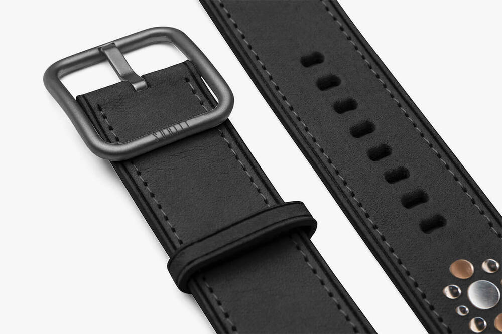 constellation black leather band for apple watch - suritt