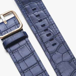 leather strap for apple watch with blue cocodirle print - Sidney